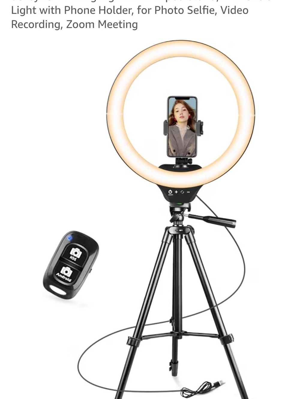 LED Ring Light with Phone Holder and Tripod Stand - Black